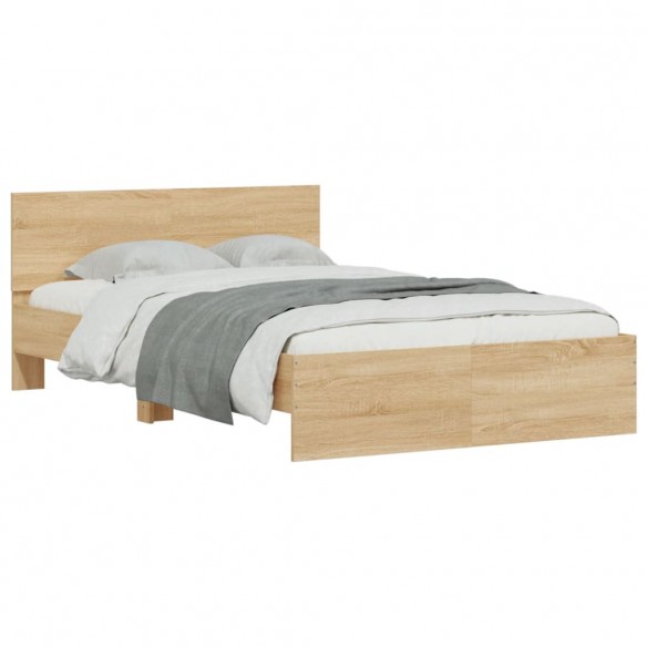 Cadre de lit avec tête de lit chêne sonoma 120x200 cm
