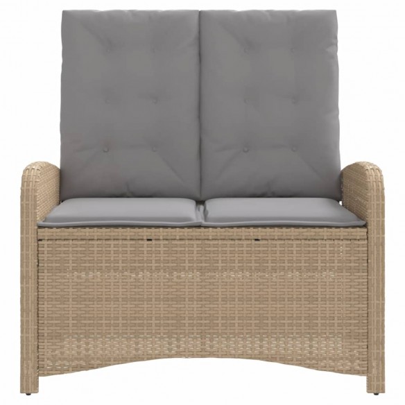 Banc inclinable de jardin avec coussins beige résine tressée