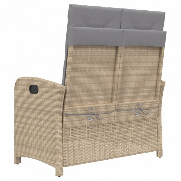 Banc inclinable de jardin avec coussins beige résine tressée