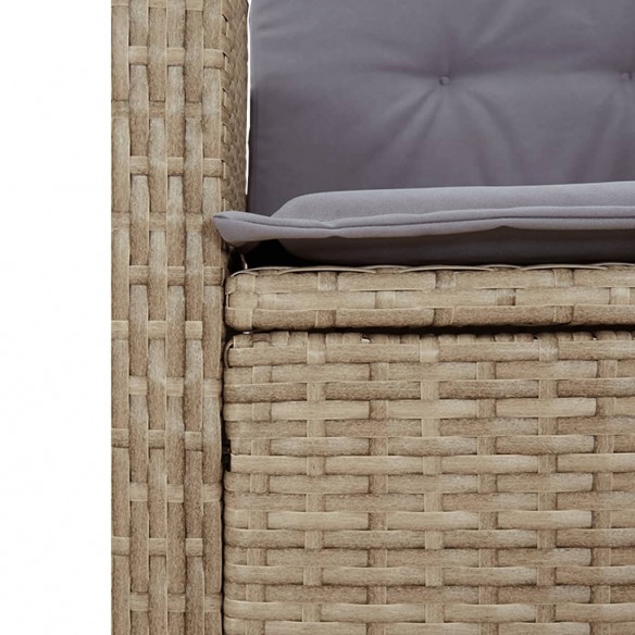 Banc inclinable de jardin avec coussins beige résine tressée