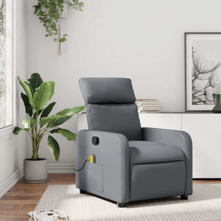 Fauteuil de massage inclinable Gris Similicuir