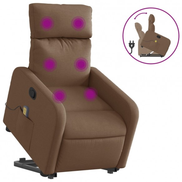 Fauteuil de massage inclinable Marron Tissu