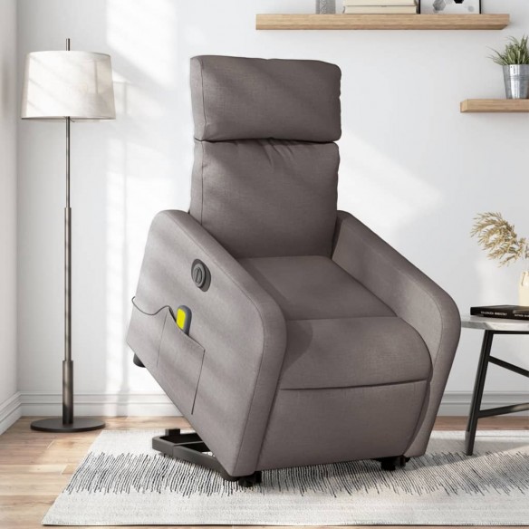 Fauteuil inclinable de massage électrique Taupe Tissu