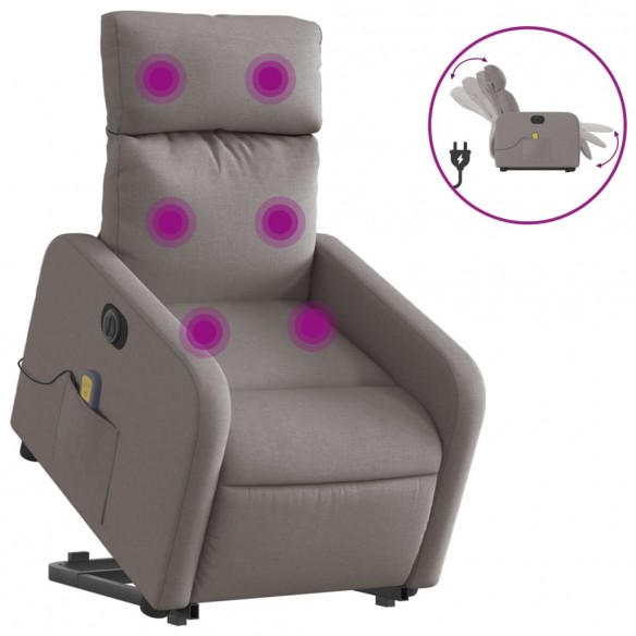 Fauteuil inclinable de massage électrique Taupe Tissu