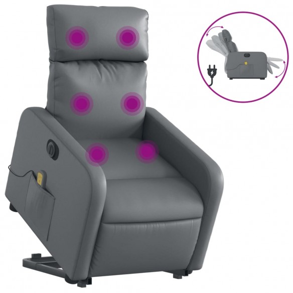 Fauteuil inclinable de massage électrique gris similicuir