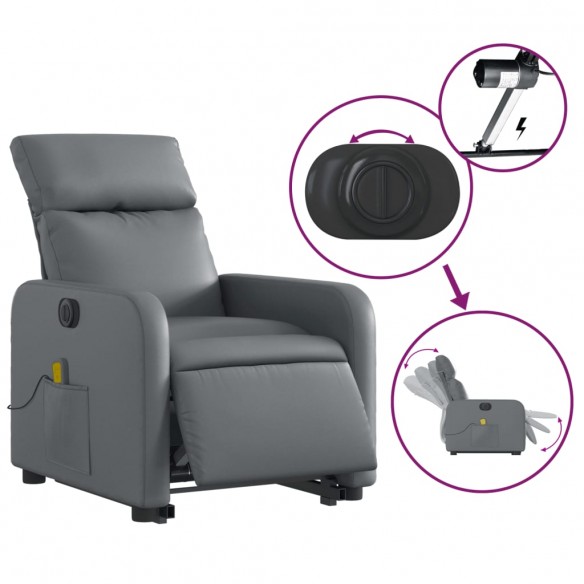 Fauteuil inclinable de massage électrique gris similicuir