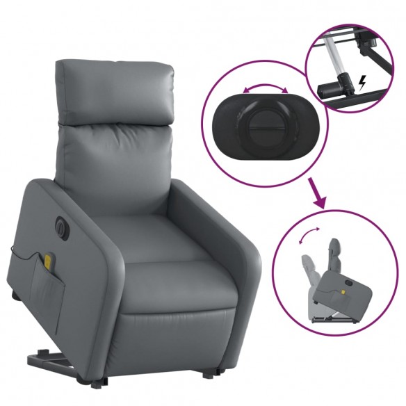 Fauteuil inclinable de massage électrique gris similicuir