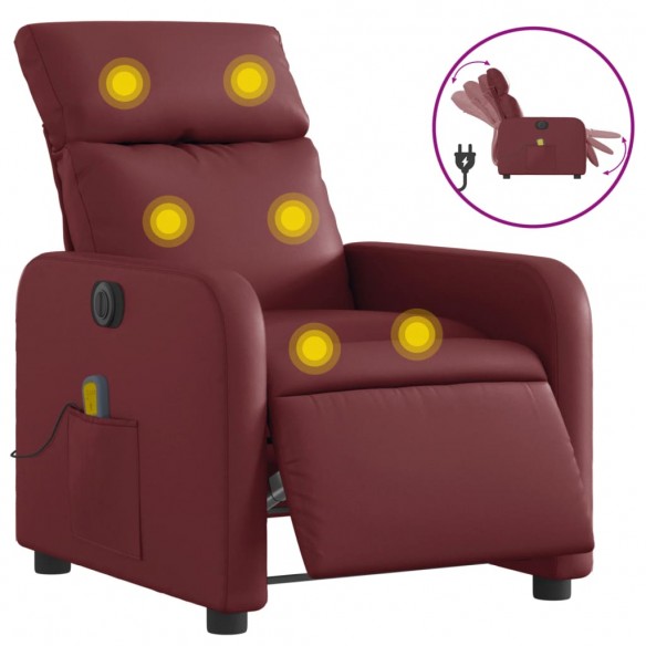 Fauteuil de massage inclinable électrique rouge bordeaux