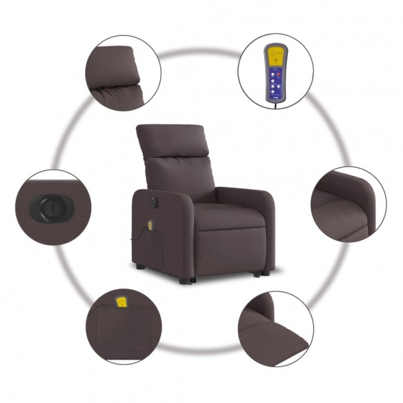 Fauteuil inclinable de massage électrique Marron foncé Tissu