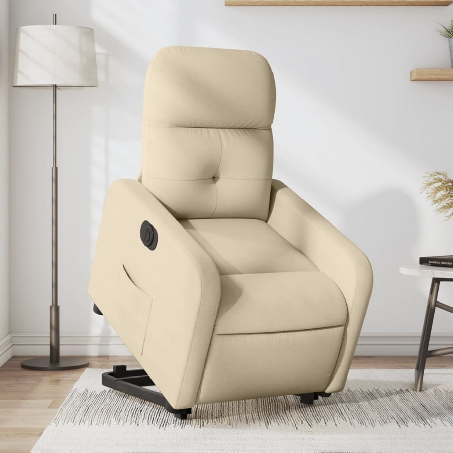 Fauteuil inclinable électrique crème tissu