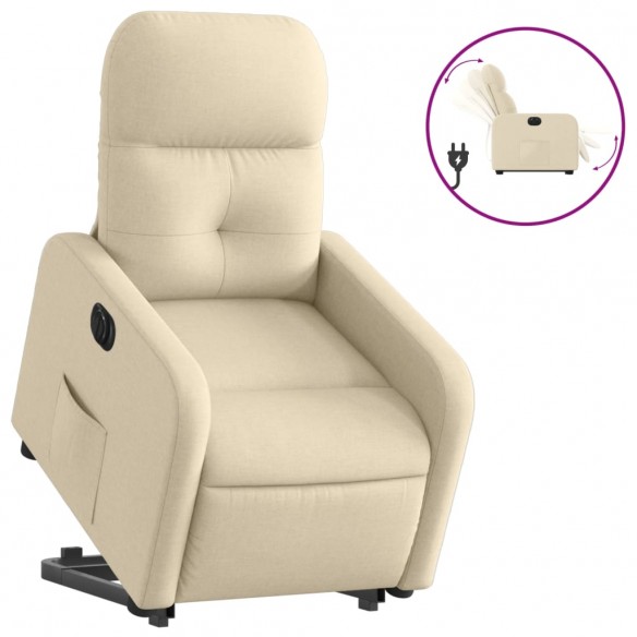 Fauteuil inclinable électrique crème tissu