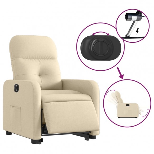 Fauteuil inclinable électrique crème tissu