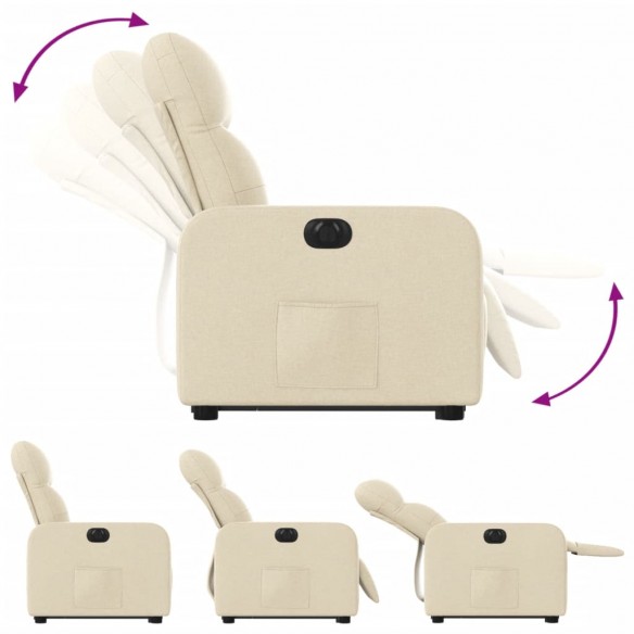 Fauteuil inclinable électrique crème tissu