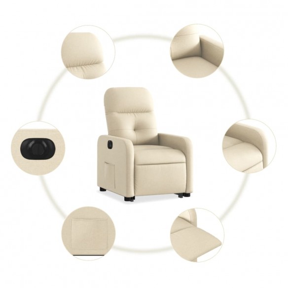 Fauteuil inclinable électrique crème tissu