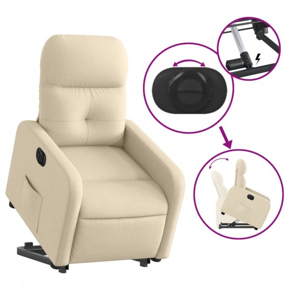 Fauteuil inclinable électrique crème tissu