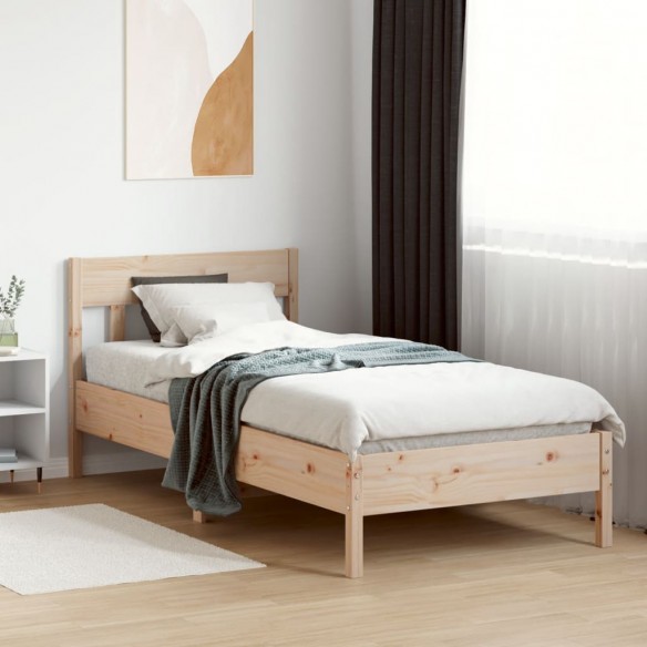 Cadre de lit avec tête de lit 75x190 cm bois de pin massif