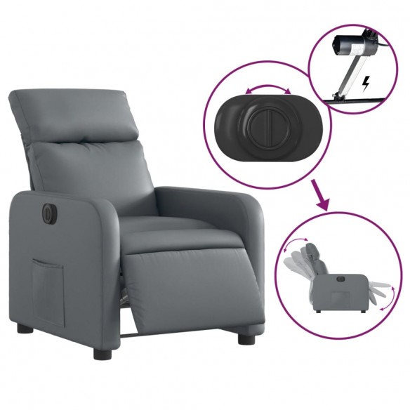 Fauteuil inclinable électrique Gris Similicuir