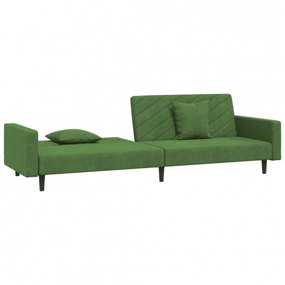 Canapé-lit à 2 places avec deux oreillers Vert foncé Velours