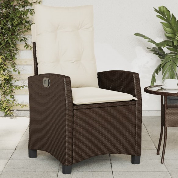 Chaises inclinables de jardin lot de 2 et coussins marron rotin