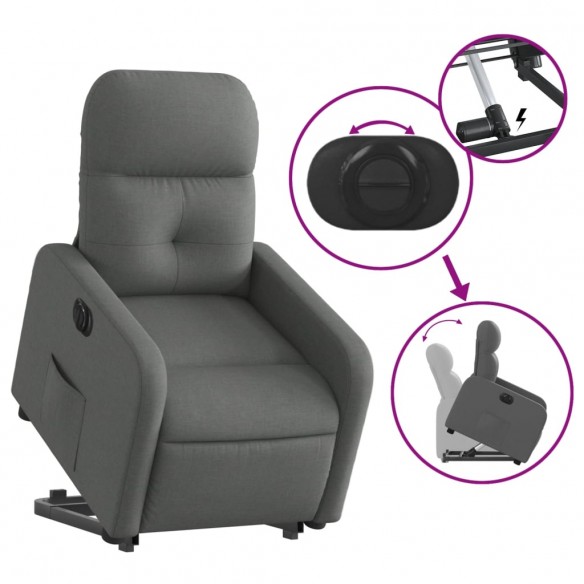 Fauteuil inclinable électrique gris foncé tissu