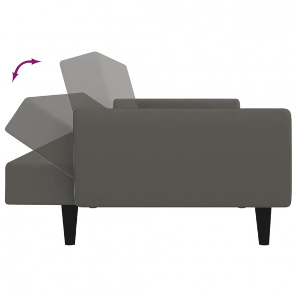 Canapé-lit à 2 places gris foncé velours