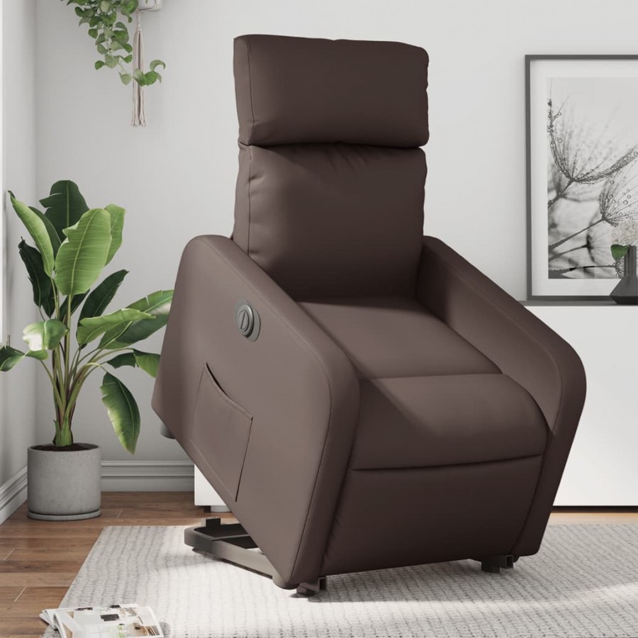 Fauteuil inclinable électrique marron similicuir