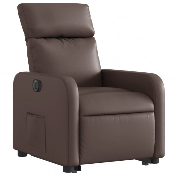 Fauteuil inclinable électrique marron similicuir