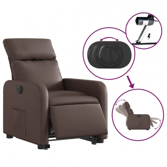 Fauteuil inclinable électrique marron similicuir