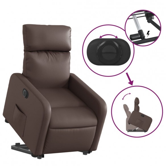 Fauteuil inclinable électrique marron similicuir