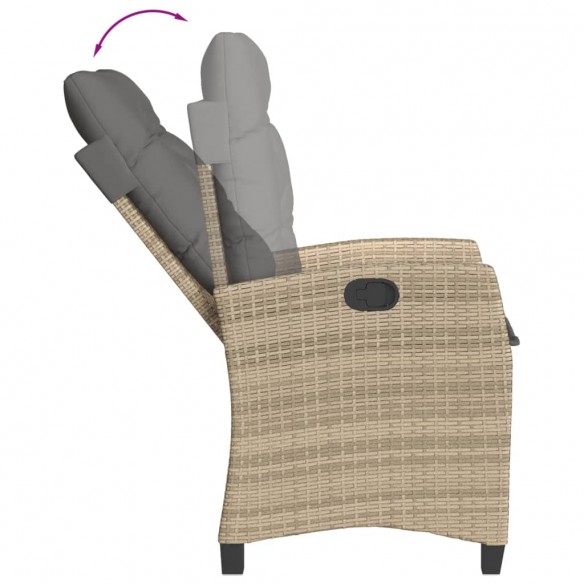 Chaise inclinable de jardin coussins mélange beige poly rotin