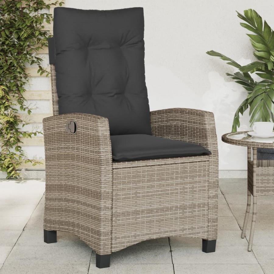 Chaise inclinable de jardin avec coussins gris résine tressée