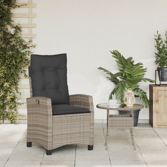 Chaise inclinable de jardin avec coussins gris résine tressée