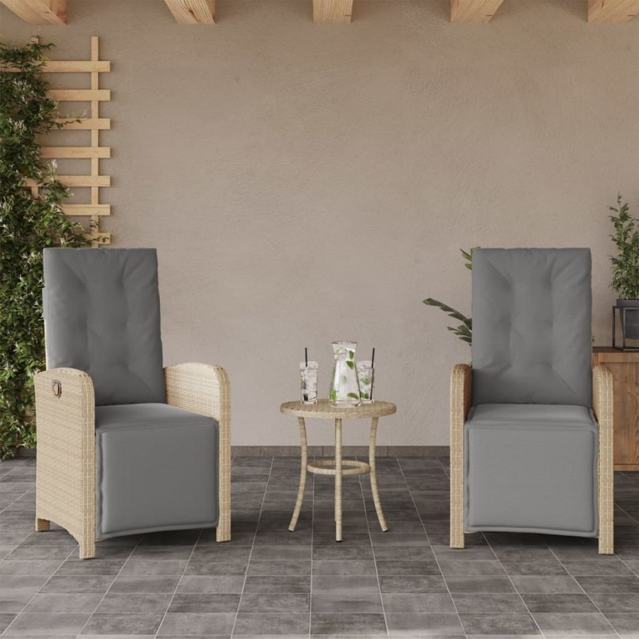 Chaises inclinables de jardin lot de 2 avec repose-pied rotin