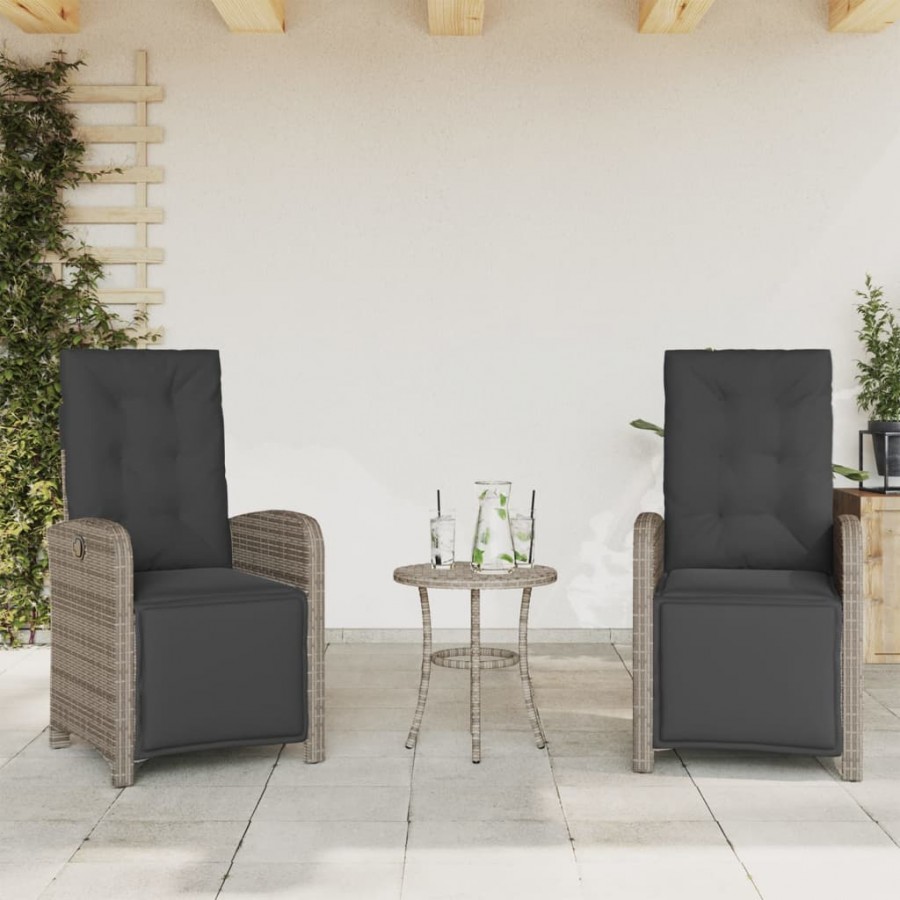 Chaises inclinables de jardin lot de 2 et repose-pied rotin