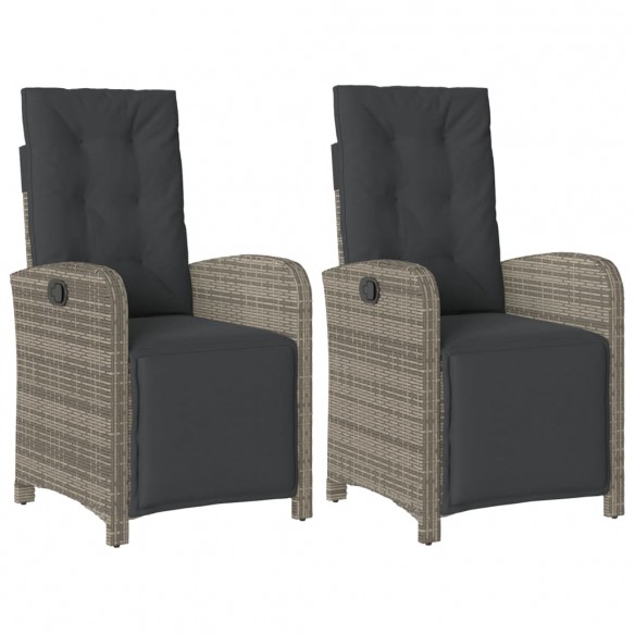 Chaises inclinables de jardin lot de 2 et repose-pied rotin