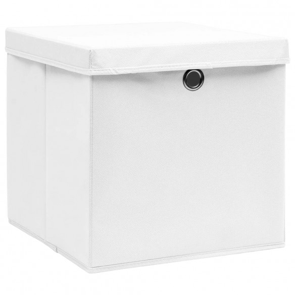 Boîtes de rangement avec couvercles 4 pcs 28x28x28 cm Blanc