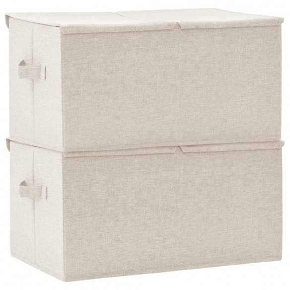 Boîtes de rangement 2 pcs Tissu 50x30x25 cm Crème