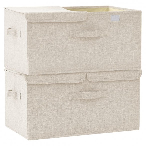 Boîtes de rangement 2 pcs Tissu 50x30x25 cm Crème