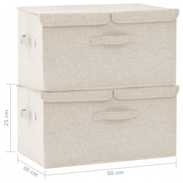 Boîtes de rangement 2 pcs Tissu 50x30x25 cm Crème