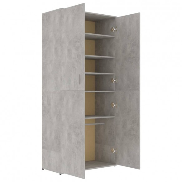 Armoire à chaussures Gris béton 80x39x178 cm Aggloméré