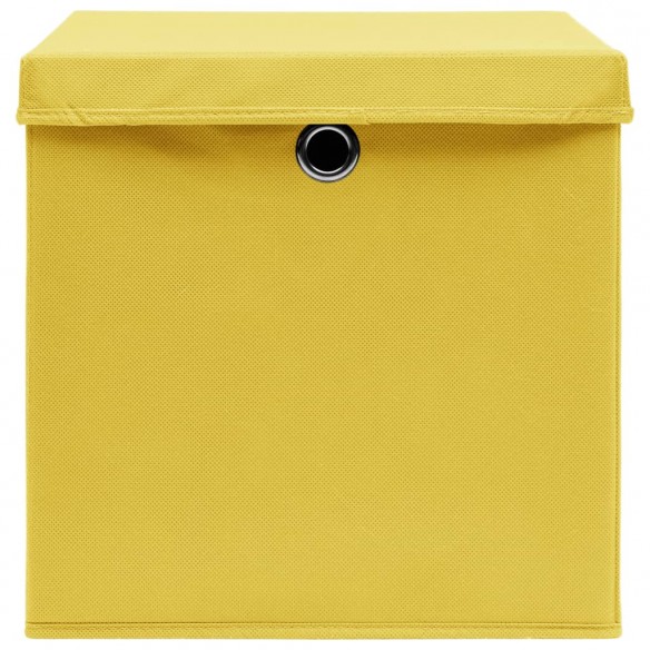 Boîtes de rangement et couvercles 10 pcs Jaune 32x32x32cm Tissu