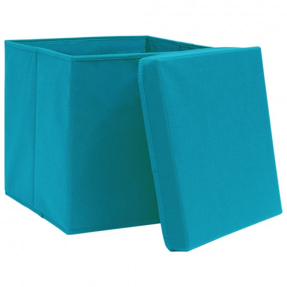 Boîtes de rangement avec couvercles 10pcs 28x28x28cm Bleu azuré