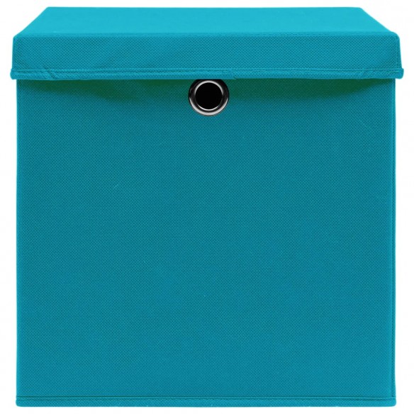 Boîtes de rangement avec couvercles 10pcs 28x28x28cm Bleu azuré