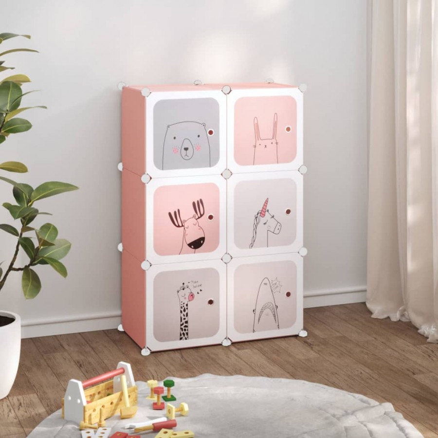 Armoire de rangement pour enfants avec 6 cubes Rose PP