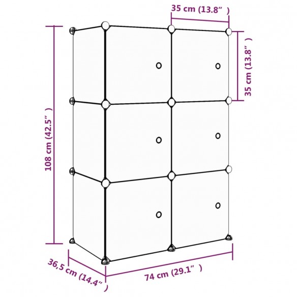 Armoire de rangement pour enfants avec 6 cubes Rose PP