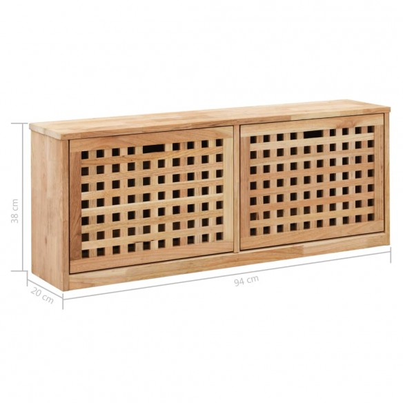 Banc de rangement de chaussures 94x20x38cm Bois massif de noyer