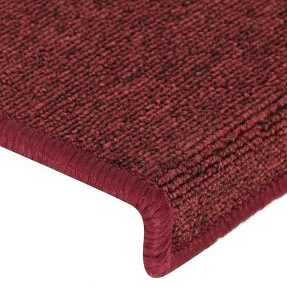 Tapis d'escalier 15 pcs 65x21x4 cm Rouge mat