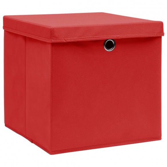 Boîtes de rangement avec couvercles 10 pcs 28x28x28 cm Rouge