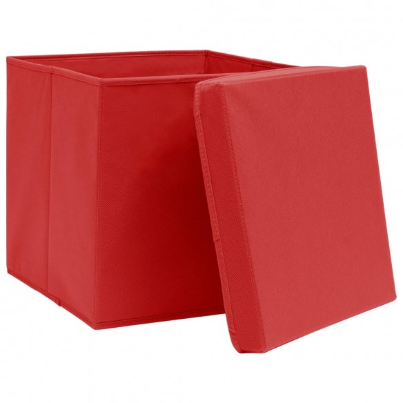 Boîtes de rangement avec couvercles 10 pcs 28x28x28 cm Rouge