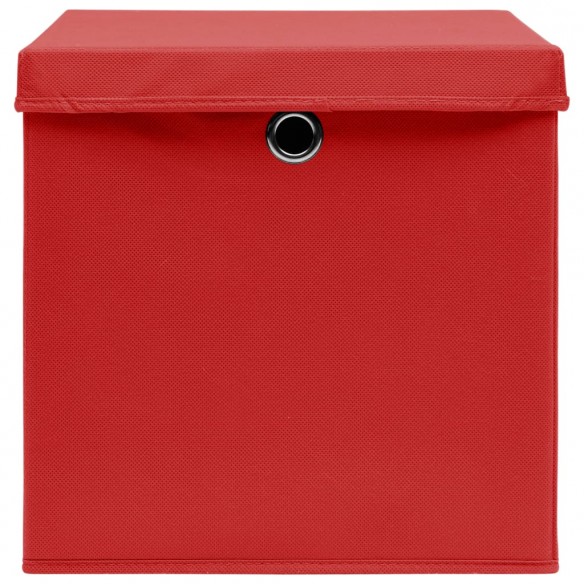 Boîtes de rangement avec couvercles 10 pcs 28x28x28 cm Rouge